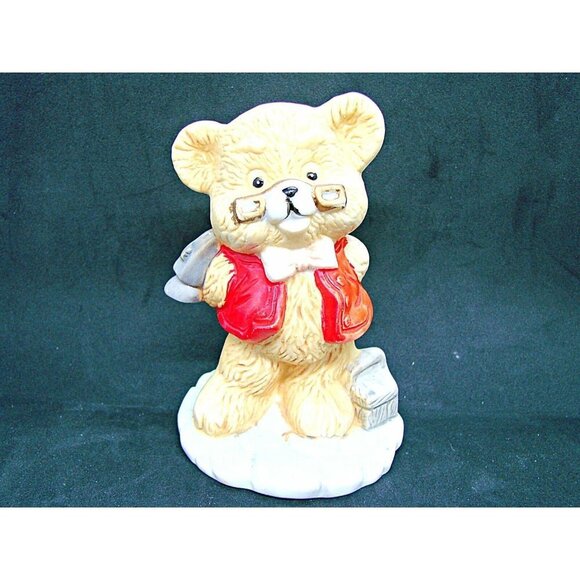 Vintage J. Vazquez Collection Bear With Hammer Porcelain Figurine Fine China 5" - Picture 1 of 12